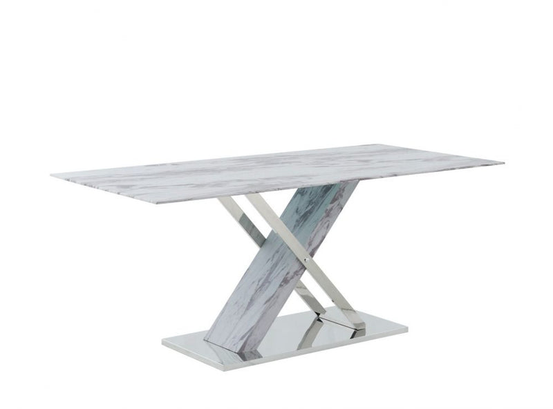 Derry Reading Marble/White Dining Set - Lara FurnitureDining Room Set