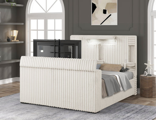 Destiny White Queen Tv Bed - DESTINY-WT-Q-TV-BED