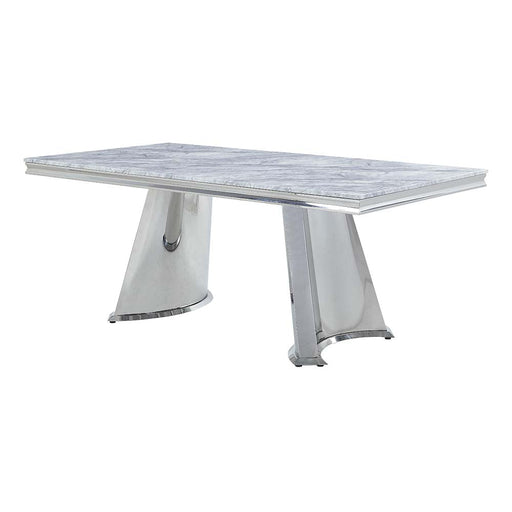 Destry Dining Table W/Engineering Stone Top & Pedestal Base - DN01188