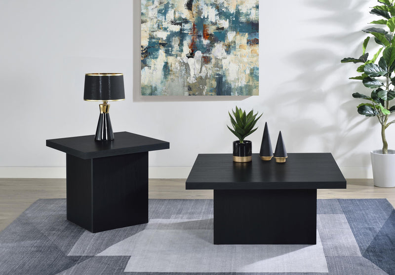 Devar 2-piece Square Cocktail Coffee End Table Set Black - 706408-S2