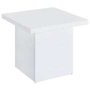 Devar Square Engineered Wood Side End Table White High Gloss - 710897