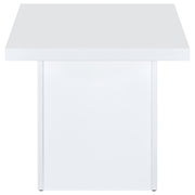 Devar Square Engineered Wood Side End Table White High Gloss - 710897