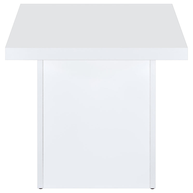 Devar Square Engineered Wood Side End Table White High Gloss - 710897