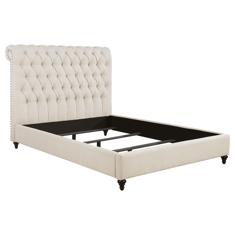 Devon 57-inch Upholstered Full Panel Bed Beige - 300525F