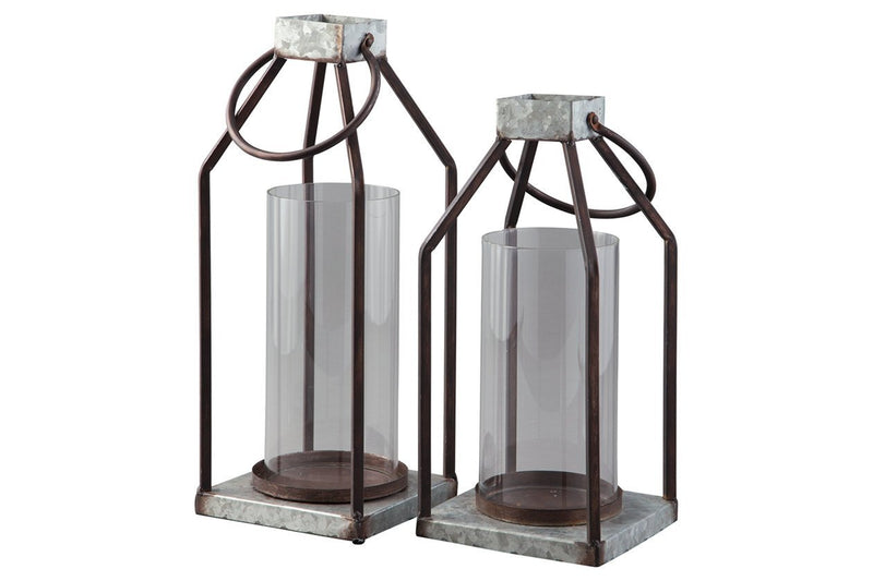 Diedrick Gray/Black Lantern (Set of 2) - Lara FurnitureTable Top Accessories