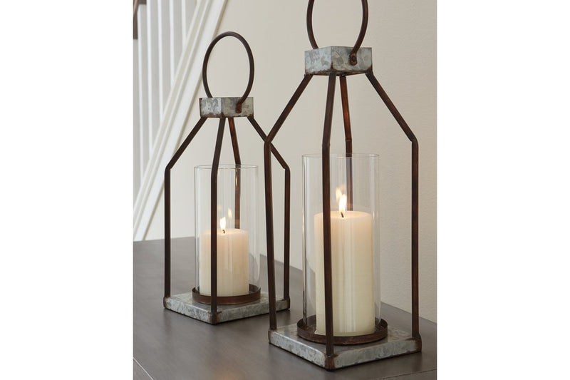 Diedrick Gray/Black Lantern (Set of 2) - Lara FurnitureTable Top Accessories