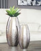 Dinesh Silver Finish Vase (Set of 2) - Gate FurnitureVase