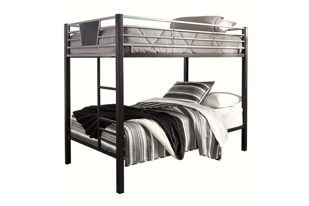 Dinsmore Black/Gray Twin over Twin Bunk Bed with Ladder - Gate FurnitureBunk Bed