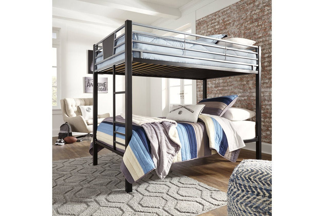 Dinsmore Black/Gray Twin over Twin Bunk Bed with Ladder - Gate FurnitureBunk Bed