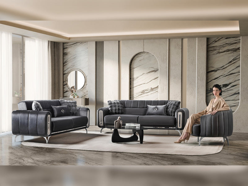 Dior 3-pieces (Sofa & Loveseat & Chair) Livingroom Set in Grey - 200-ST-DIO-TURKO376-321