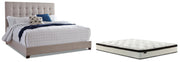 Dolante King Upholstered Bed with Mattress in Beige from Ashley - Lara Furniture