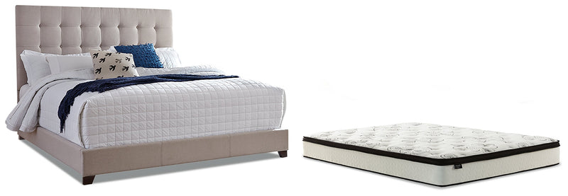 Dolante King Upholstered Bed with Mattress in Beige from Ashley - Lara Furniture