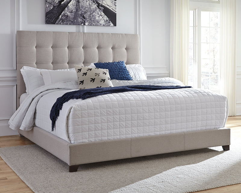 Dolante King Upholstered Bed with Mattress in Beige from Ashley - Lara Furniture