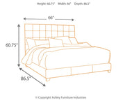 Dolante King Upholstered Bed with Mattress in Beige from Ashley - Lara Furniture