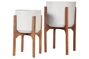 Dorcey White/Brown Planter (Set of 2) - Lara FurnitureTable Top Accessories