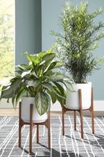 Dorcey White/Brown Planter (Set of 2) - Lara FurnitureTable Top Accessories