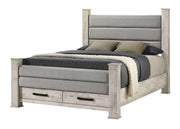 Dore - Cream Storage Queen Bed with Upholstered Fabric Headboard - B347-Q-Bed