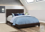Dorian Faux Leather Upholstered Eastern King Panel Bed Brown - 300762KE
