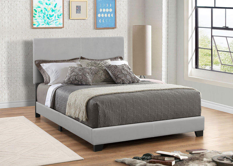 Dorian Faux Leather Upholstered Eastern King Panel Bed Grey - 300763KE