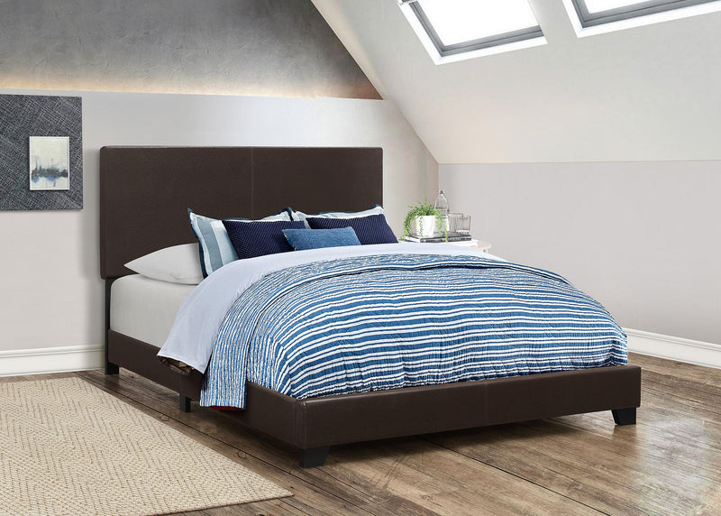 Dorian Faux Leather Upholstered Queen Panel Bed Brown - 300762Q