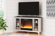 Dorrinson Two - tone Corner TV Stand with Electric Fireplace - Gate FurnitureTV Stand
