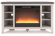 Dorrinson Two - tone Corner TV Stand with Electric Fireplace - Gate FurnitureTV Stand