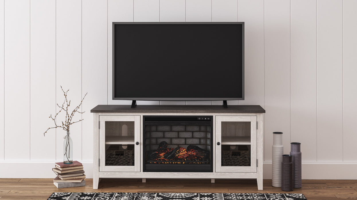 Dorrinson Two - tone Large TV Stand w/Fireplace Option - Gate FurnitureTV Stand