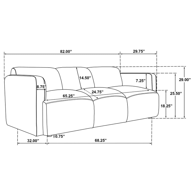 Dorset 2-piece Upholstered Round Track Arm Sofa Set White - 509811-S2