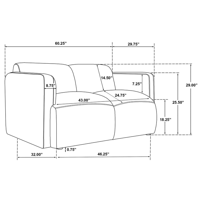 Dorset 2-piece Upholstered Round Track Arm Sofa Set White - 509811-S2