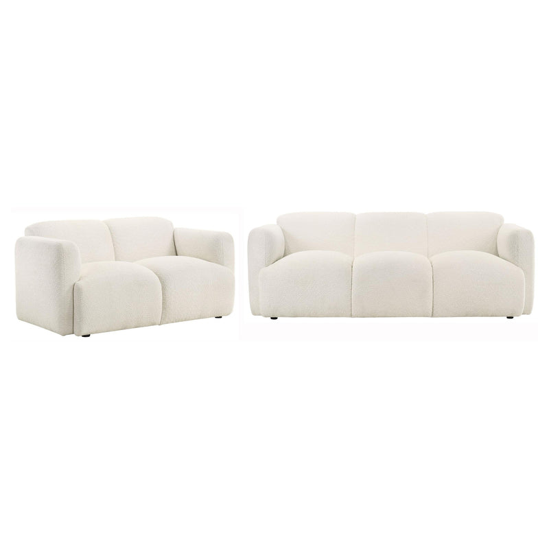 Dorset 2-piece Upholstered Round Track Arm Sofa Set White - 509811-S2