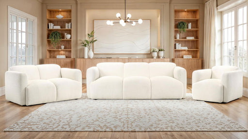 Dorset 3-piece Upholstered Round Track Arm Sofa Set White - 509811-S3