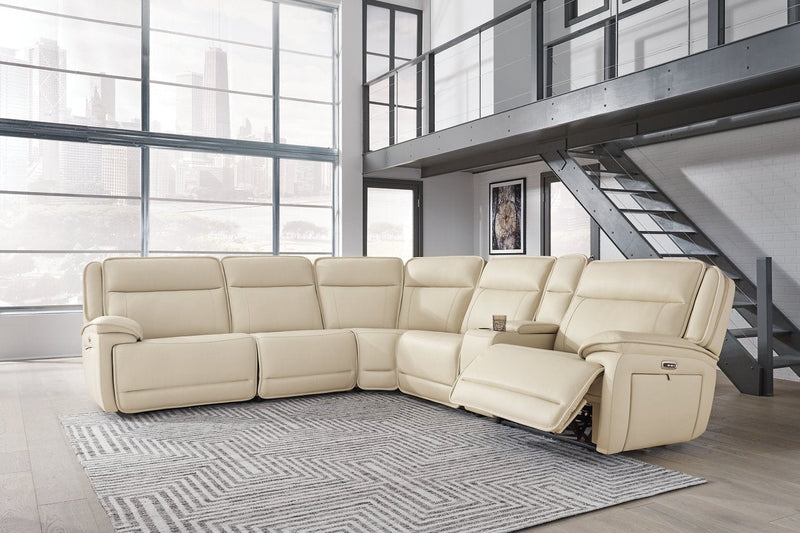 Double Deal Almond 6 - Piece Power Reclining Sectional - Lara FurniturePower Reclining Sectional