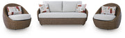 Double Point Beige Outdoor Loveseat/2 Swivel Chairs (Set of 3) - PCP503-070