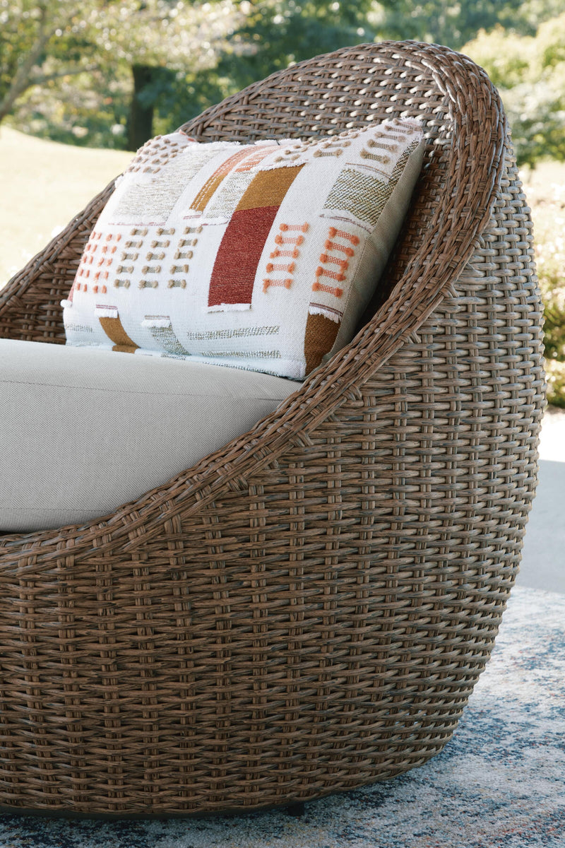 Double Point Beige Outdoor Loveseat/2 Swivel Chairs (Set of 3) - PCP503-070