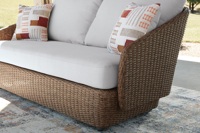 Double Point Beige Outdoor Loveseat/2 Swivel Chairs (Set of 3) - PCP503-070