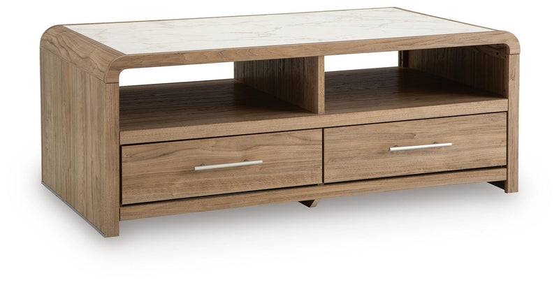 Dovander White/Natural Coffee Table - T1121-1