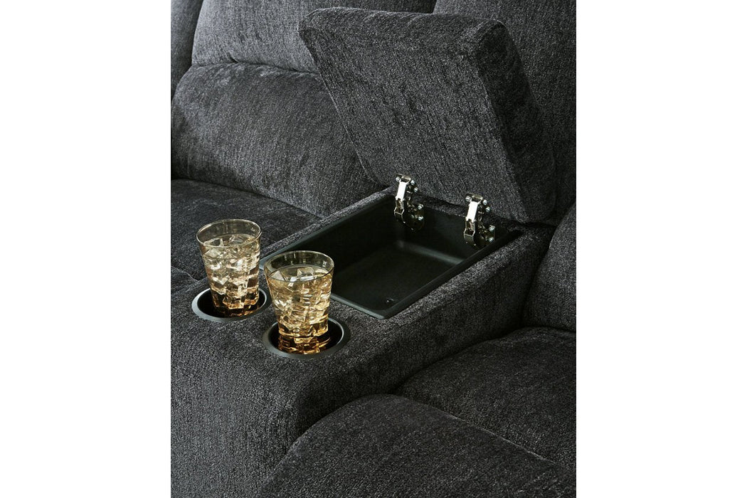 Draycoll Slate Reclining Loveseat with Console - Gate FurnitureLoveseat