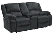Draycoll Slate Reclining Loveseat with Console - Lara FurnitureLoveseat