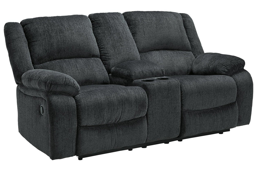 Draycoll Slate Reclining Loveseat with Console - Gate FurnitureLoveseat