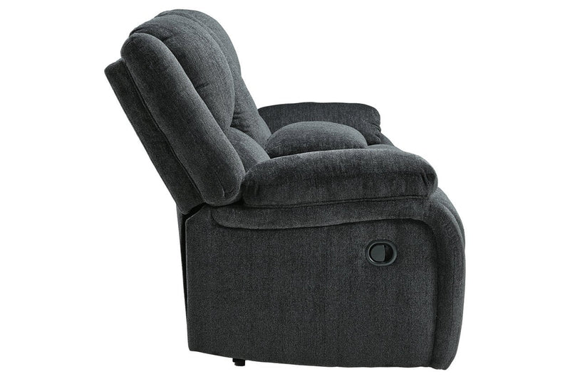 Draycoll Slate Reclining Loveseat with Console - Lara FurnitureLoveseat