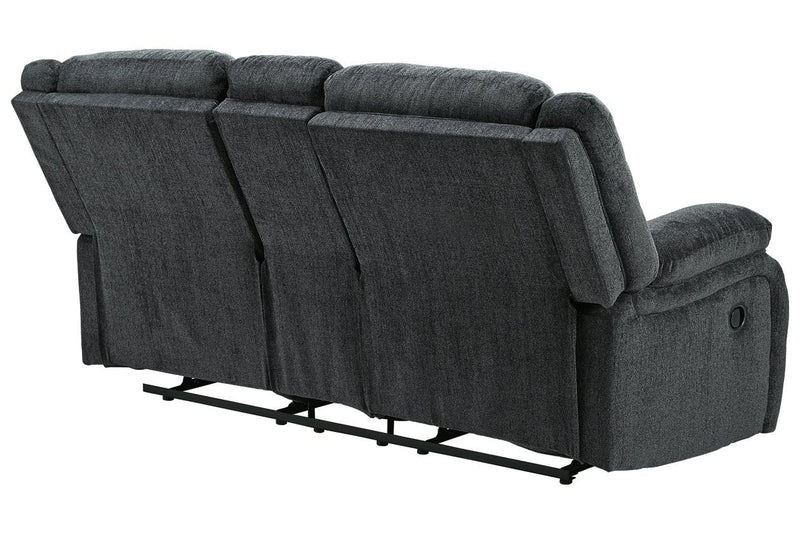 Draycoll Slate Reclining Loveseat with Console - Lara FurnitureLoveseat