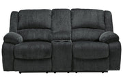 Draycoll Slate Reclining Loveseat with Console - Lara FurnitureLoveseat
