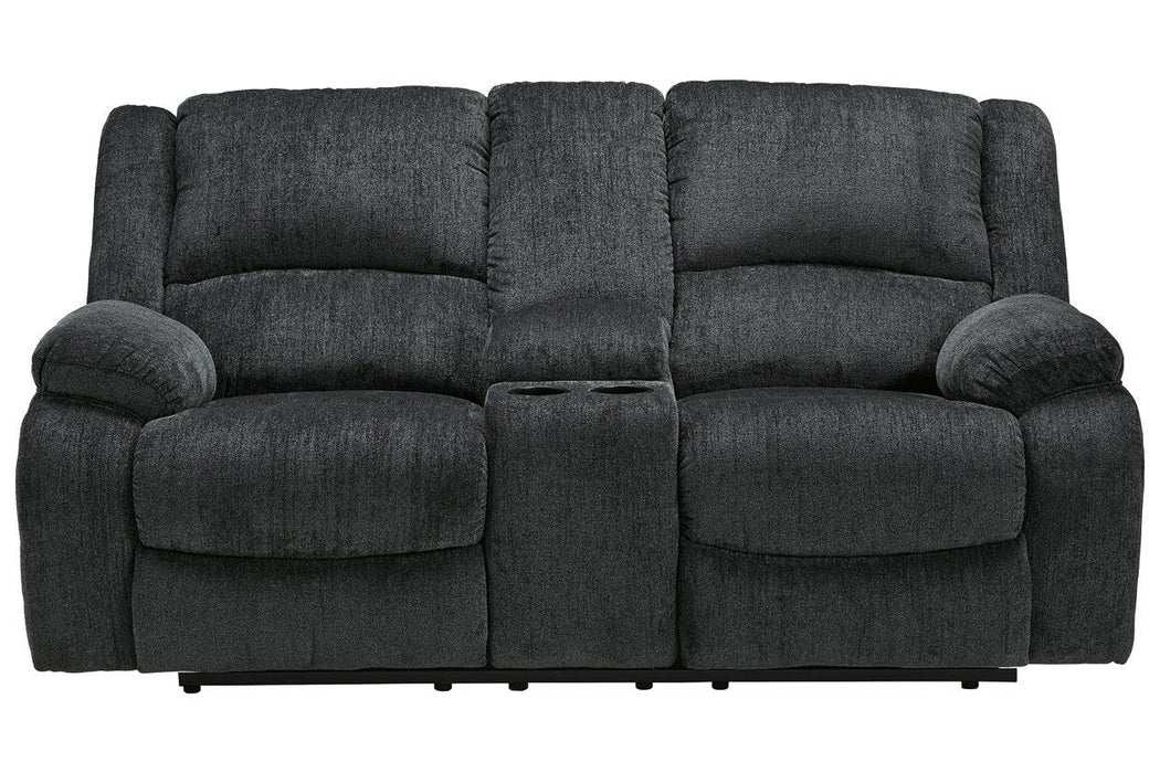 Draycoll Slate Reclining Loveseat with Console - Gate FurnitureLoveseat