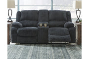 Draycoll Slate Reclining Loveseat with Console - Lara FurnitureLoveseat