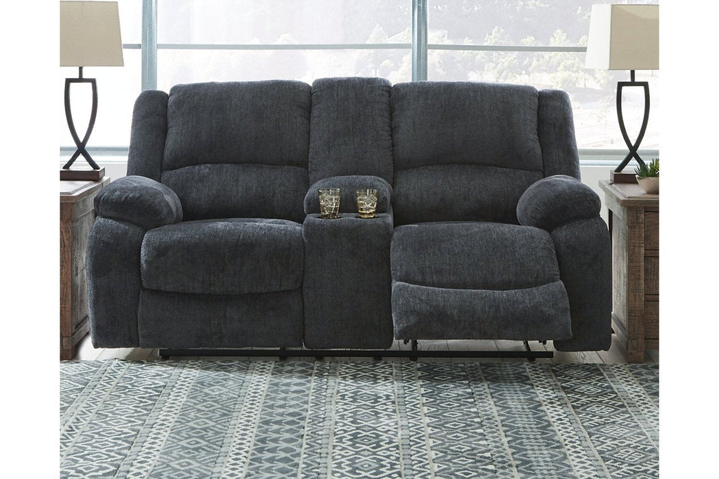 Draycoll Slate Reclining Loveseat with Console - Gate FurnitureLoveseat