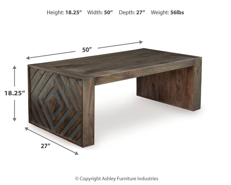 Dreggan Coffee Table with 2 End Tables in Brown - PKG020846