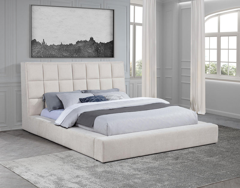 Dreux Upholstered California King Panel Platform Bed Cream - 315948CRMKW