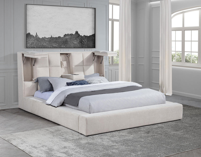 Dreux Upholstered California King Panel Platform Bed Cream - 315948CRMKW