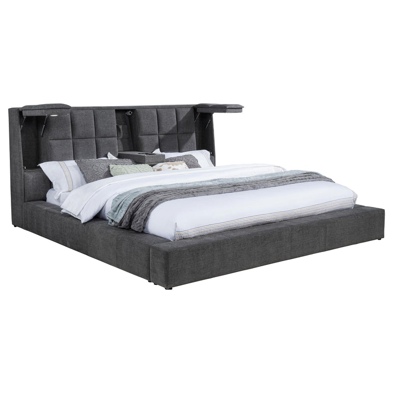 Dreux Upholstered California King Panel Platform Bed Grey - 315948GRYKW