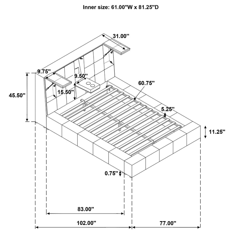 Dreux Upholstered Queen Panel Platform Bed Grey - 315948GRYQ